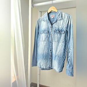 True Religion Light Blue Faded Denim Button-down